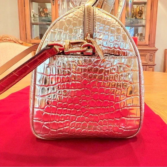 Michael Kors Grayson Metallic Gold Croc Embossed Leather Satchel, Tote EUC - Picture 11 of 13